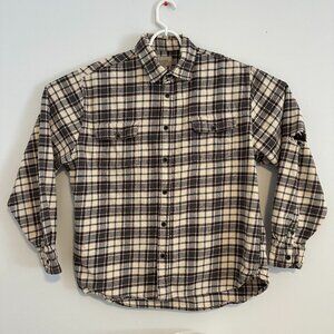Jachs Casual Button Down Mens Brown White XXL Plaid Rugged Flannel Shacket